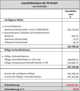 Liquiditätsstatus M GmbH
